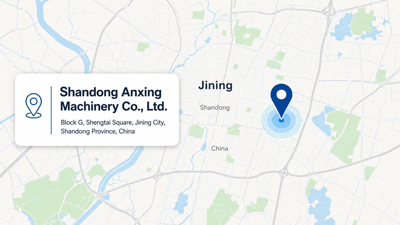 Static map placeholder for Anxing Machinery company location