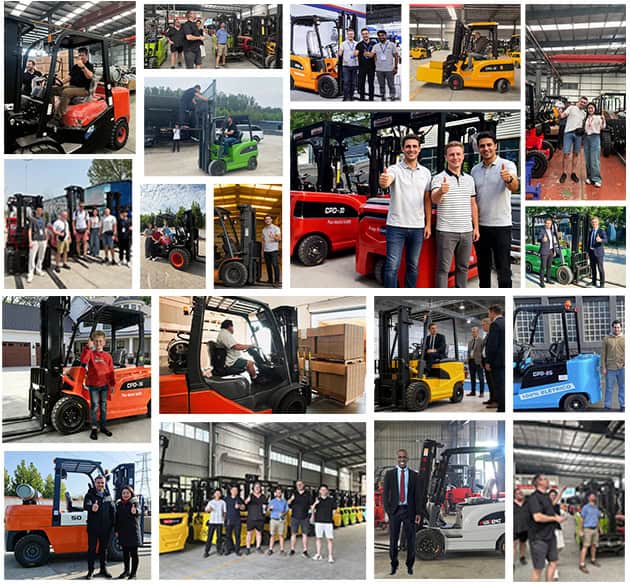 Clientes de Anxing Forklift que visitan las instalaciones de maquinaria